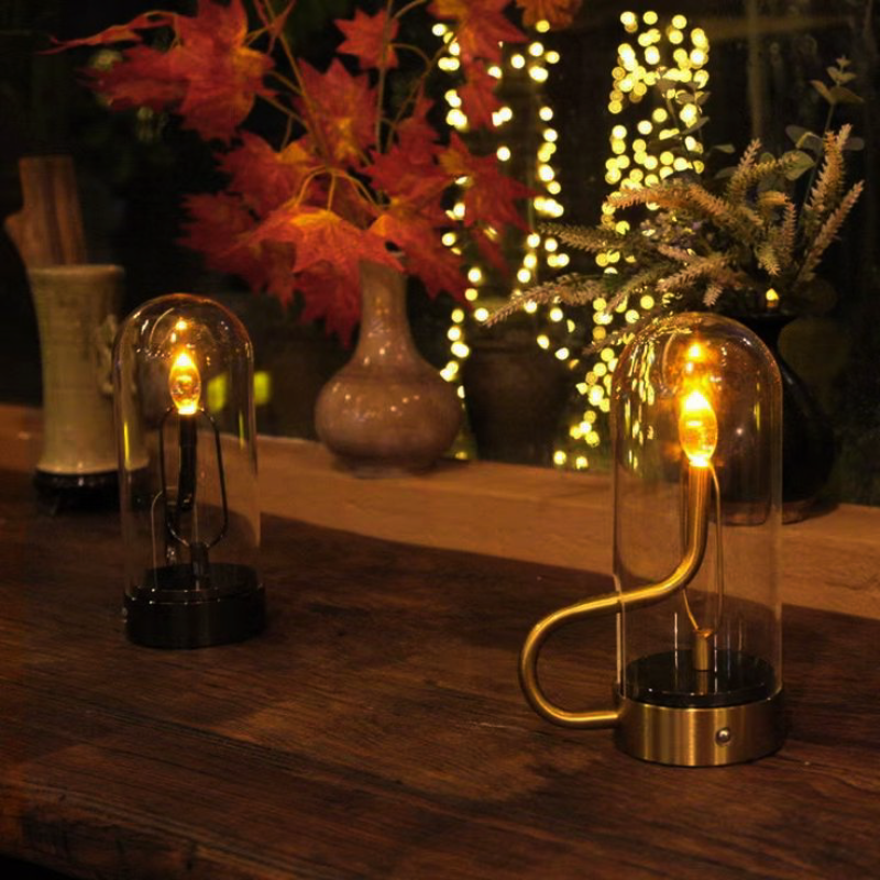 Lampă de masă — Iluminare caldă efect flacără