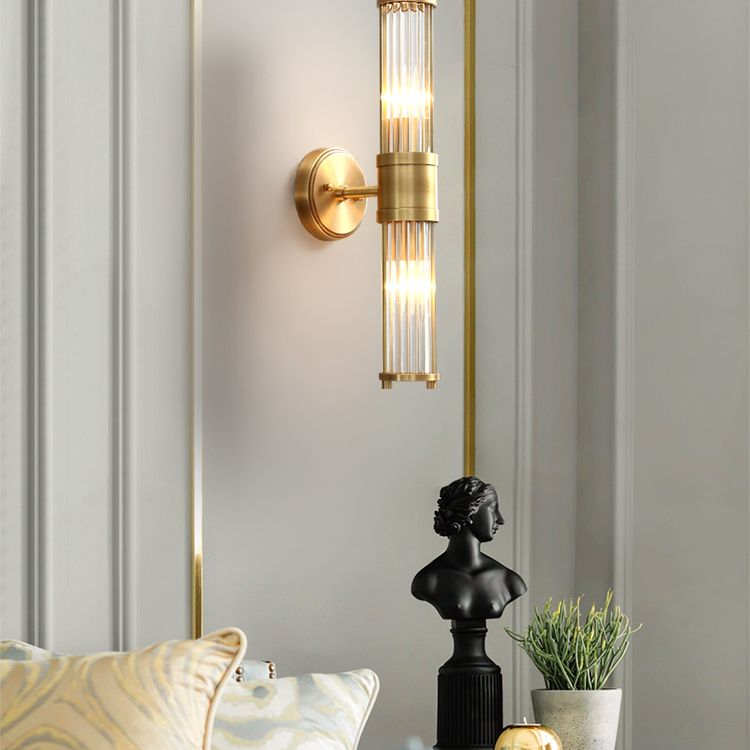 Moderní válcové nástěnné svítidlo - Style Moderne Doré En Métal Et Verre