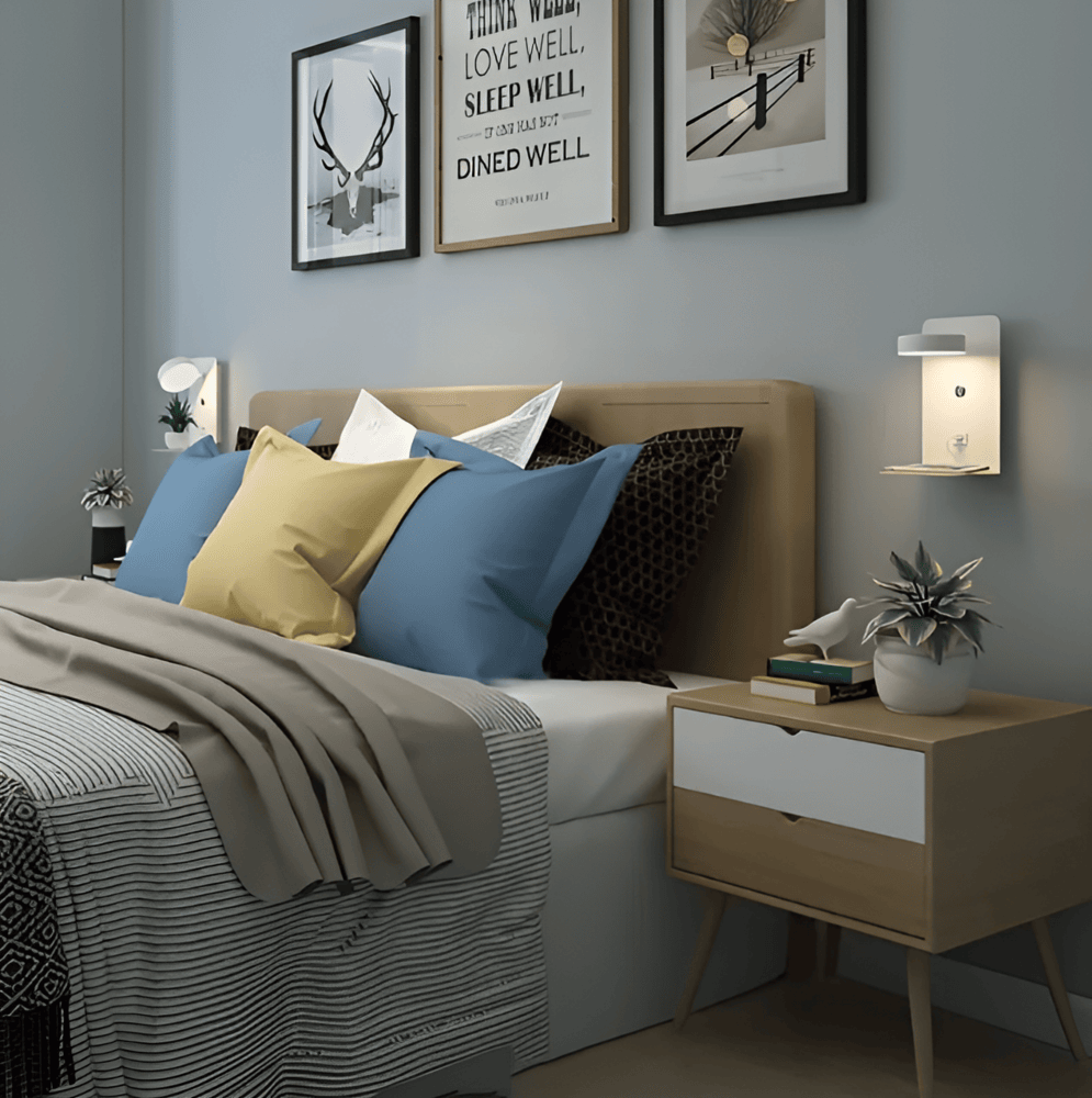 مصباح حائط LED مع رف ومنفذ USB - تصميم عصري ووظيفة 2 في 1