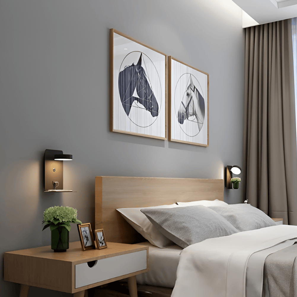 مصباح حائط LED مع رف ومنفذ USB - تصميم عصري ووظيفة 2 في 1