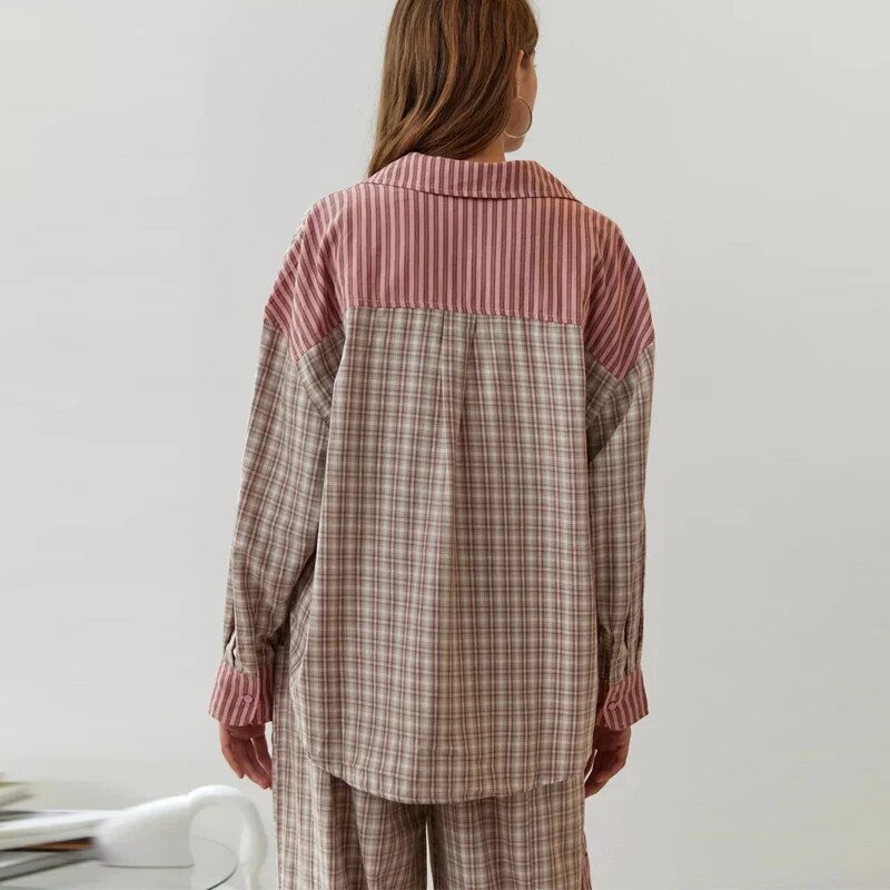 Charlotte | Pigiama Confortevole Chic A Righe E Quadri 