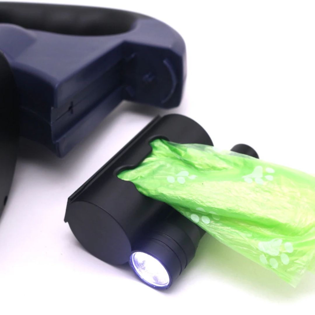 Retractable Dog Leash – With LED Light and Bag Dispenser 