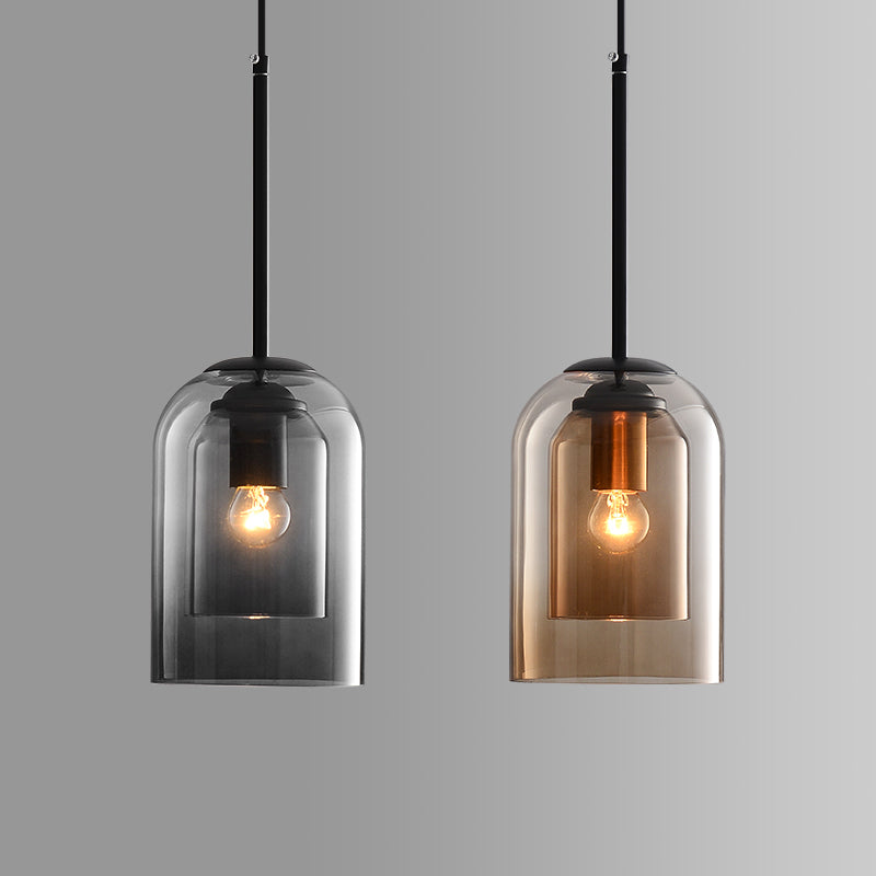 Lampe Suspendue Vintage En Verre – Double Finition Métallisée