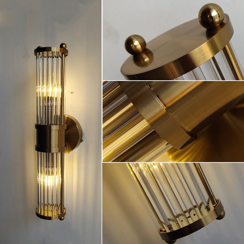 Moderní válcové nástěnné svítidlo - Style Moderne Doré En Métal Et Verre