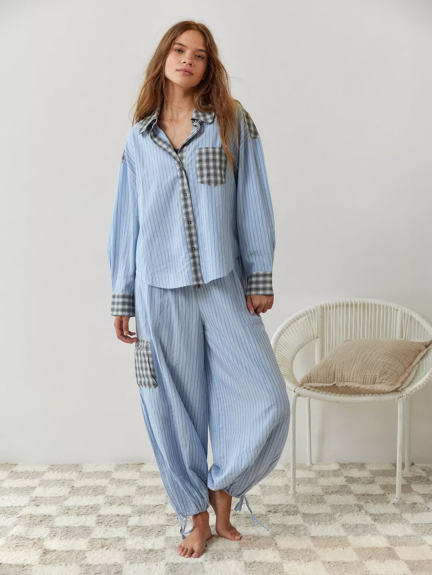 Charlotte | Pigiama Confortevole Chic A Righe E Quadri 