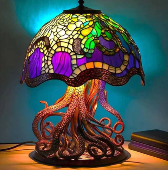 Lámpara de Vitral Apacible – Luz Suave y Ambiente Cálido 